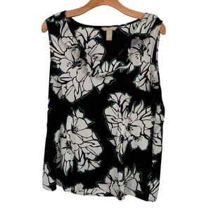 Banana Republic Floral Sleeveless Blouse Size 14 Black  Womens Top